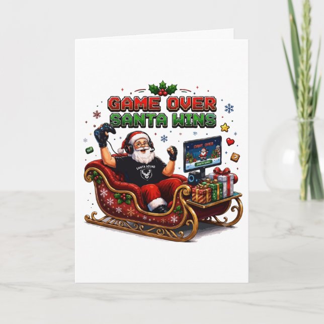 Game Over Tomte Vinner Jul Gamer Inbjudan (Framsida)