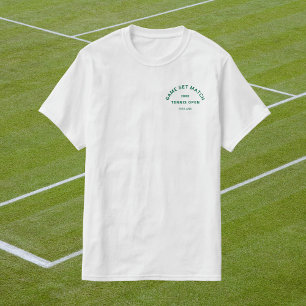 Game Set Match Grön Kam Tennisfärg Vit T Shirt