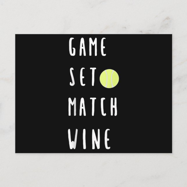 Game Set Match Vin Vinkännare Tennisspelare Meddelande Vykort (Framsida)