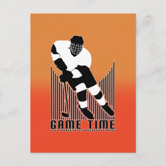 Game Time Hockey Spelare Mörkorange Sport Vykort