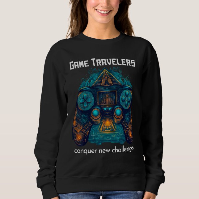 Game Traveler Adventure Conquer Real & Virtual Wor T Shirt (Framsida)
