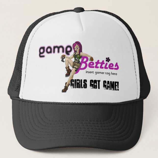GameBetties hat_Black Truckerkeps (Framsida)