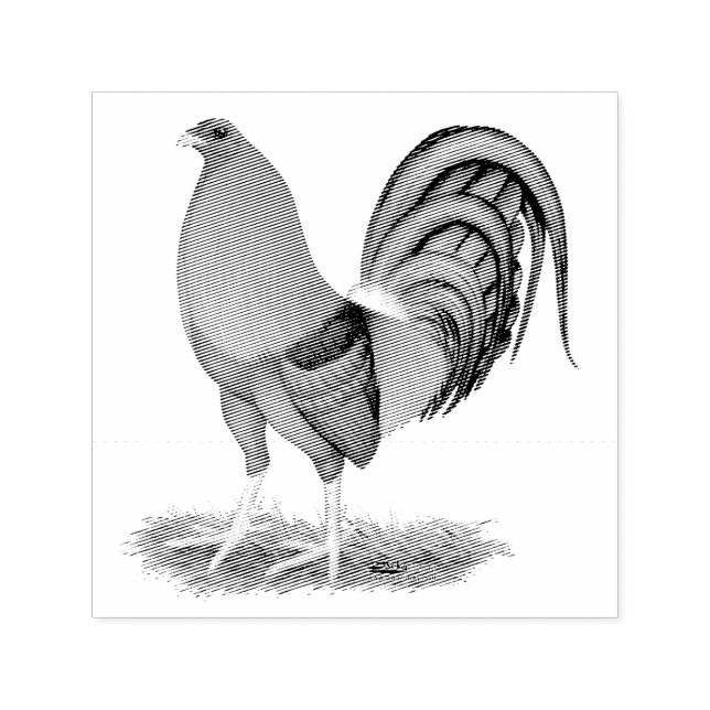 Gamecock Blå Röd Tupp Självfärgande Stämpel (Design)