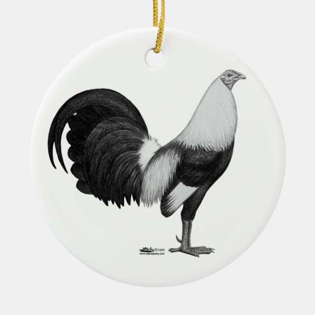 Gamecock Grå Duckwing Julgransprydnad Keramik (Framsidan)