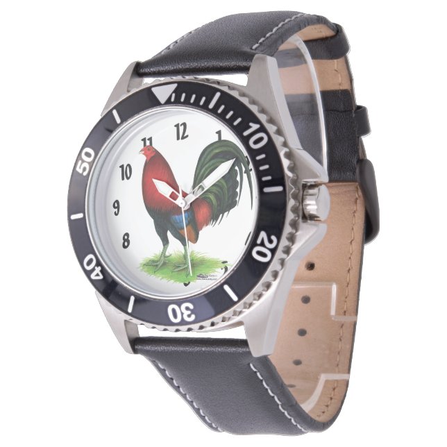 Gamecock: Mörk Red Armbandsur (Vinklad)