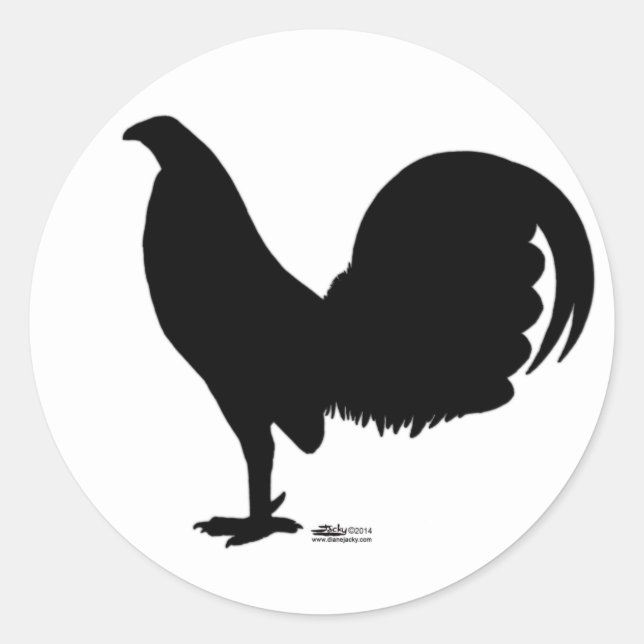 GamecocktuppSilhouette Runt Klistermärke (Framsida)