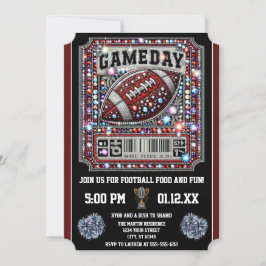 Gameday Bling Football Party Big Game Bowl Game Inbjudningar