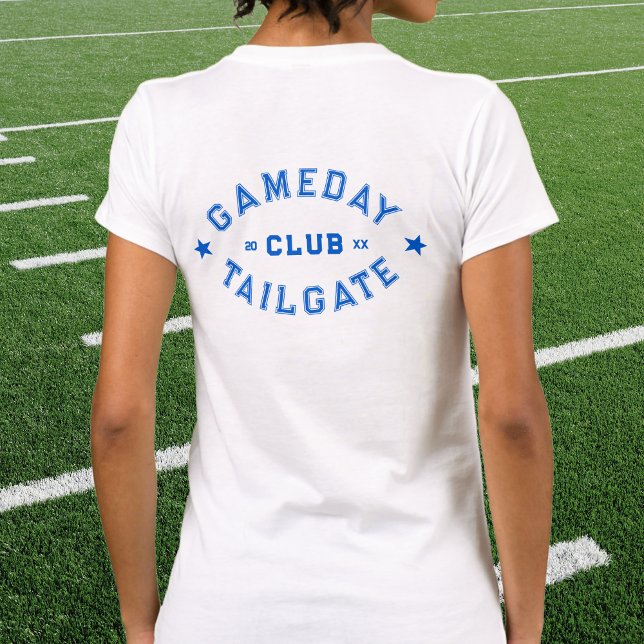 Gameday Tailgate Klubb Anpassningsbar Blue Footbal T Shirt (Skapare uppladdad)