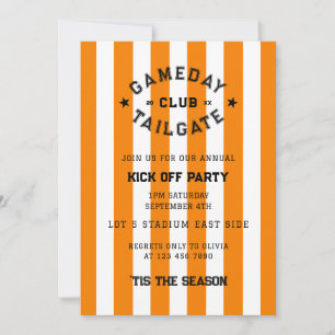 Gameday Tailgate Klubb Kick Off Party Orange Team Inbjudningar