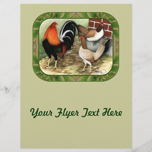 Gamefowl på gården reklamblad (Framsidan)