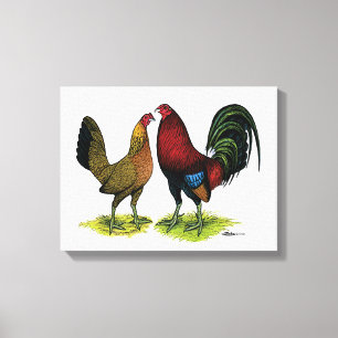 Gamefowl Pair Canvastryck