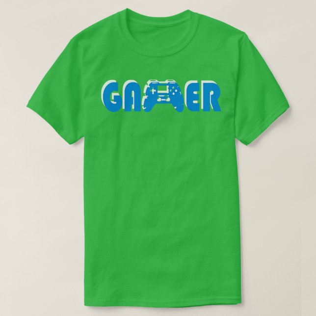 Gamer 3D Blue White T Shirt (Design framsida)