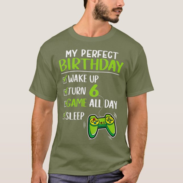 Gamer 6e Birthday-spel 6 år gammal Perfekt T Shirt (Framsida)