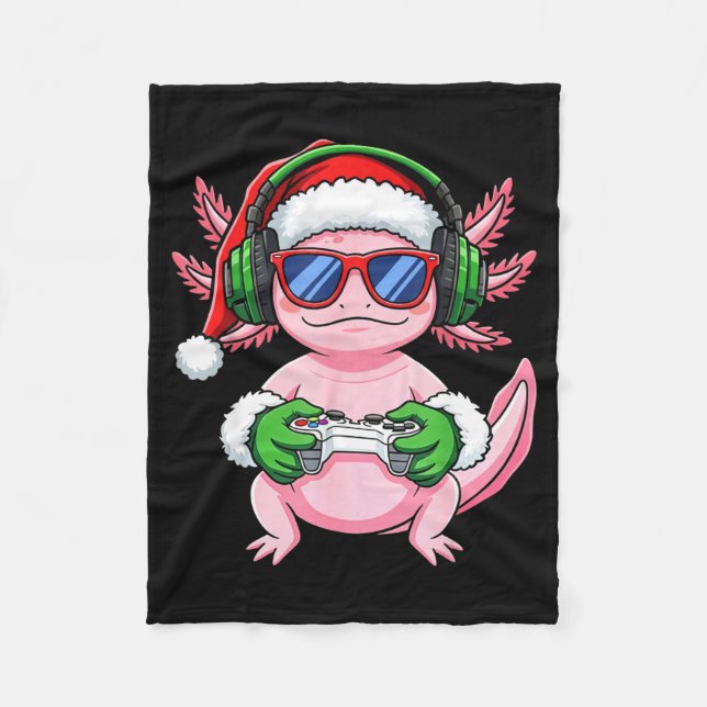 Gamer Axolotl Christmas Shirt Funny Video Game San Fleecefilt (Framsidan)