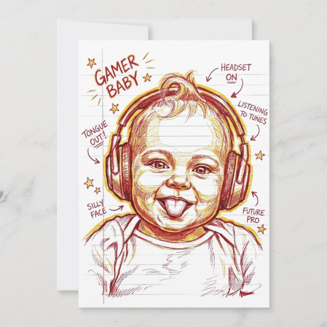 Gamer Baby Funny Gaming Art Inbjudningar (Framsida)
