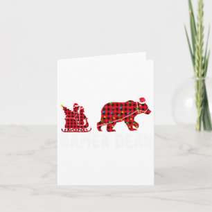 Gamer Bear Sleigh-julfamiljen matchande Julafton P Kort