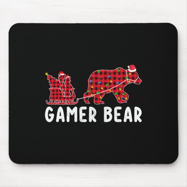 Gamer Bear Sleigh-julfamiljen matchande Julafton P Musmatta (Framsidan)