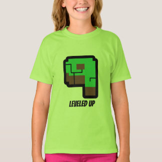 Gamer Birthday Building Pixel Green Level 9  T Shirt