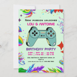 Gamer Birthday Invitation Inbjudningar
