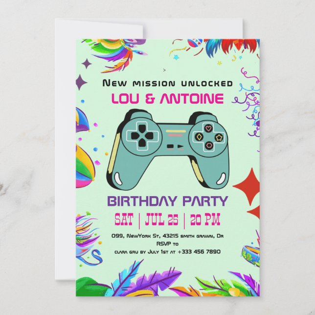 Gamer Birthday Invitation Inbjudningar (Framsida)