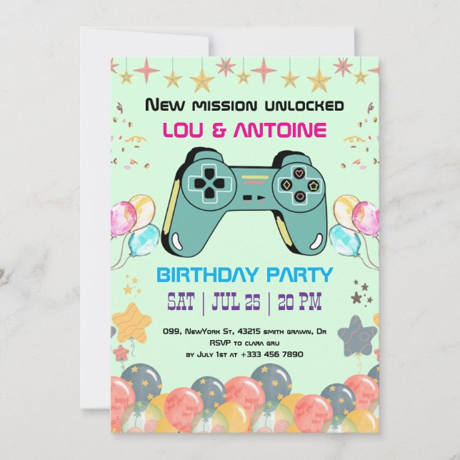 Gamer Birthday Invitation Inbjudningar (Framsida)