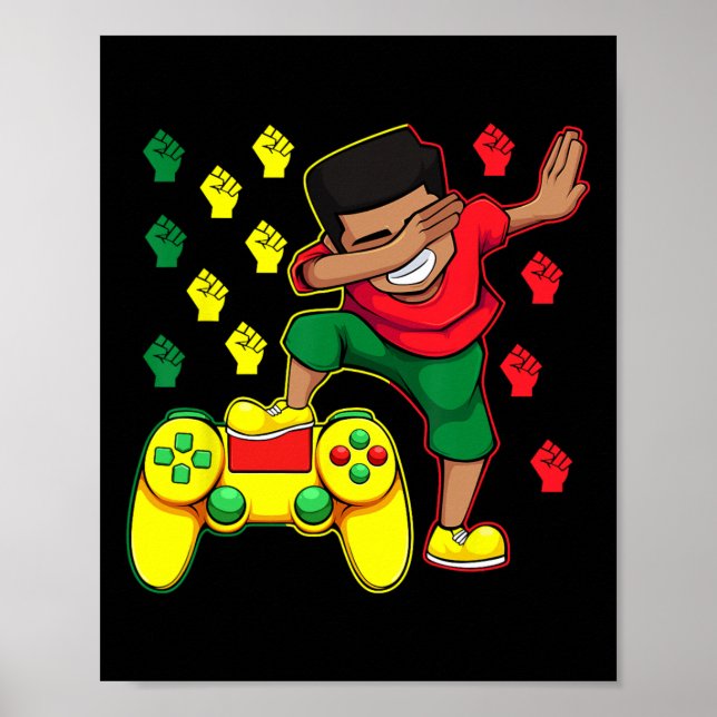 Gamer Boy Dabbar Juneteenth Videospelkontroller Poster (Framsidan)
