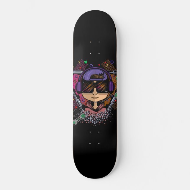 Gamer Boy Mini Skateboard Bräda 18,5 Cm (Framsida)