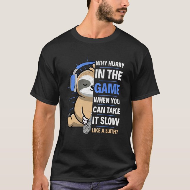 Gamer Boy Sloth  Sloth Gaming Pun Phrase Boys Men  T Shirt (Framsida)