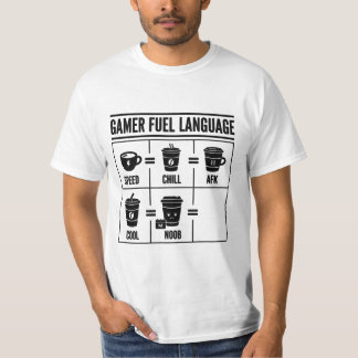 Gamer Bränsle Språk Roligt Kaffe Gaming Infographi T Shirt