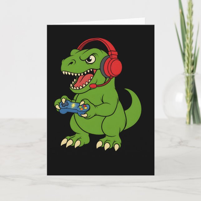 Gamer Bruh dinosaur Dataspel Present för Pojkar To Kort (Framsida)