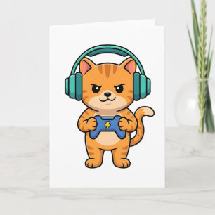 Gamer Bruh katt datorspel present för pojkar tonår Kort