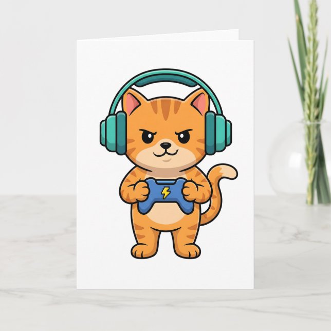 Gamer Bruh katt datorspel present för pojkar tonår Kort (Framsida)