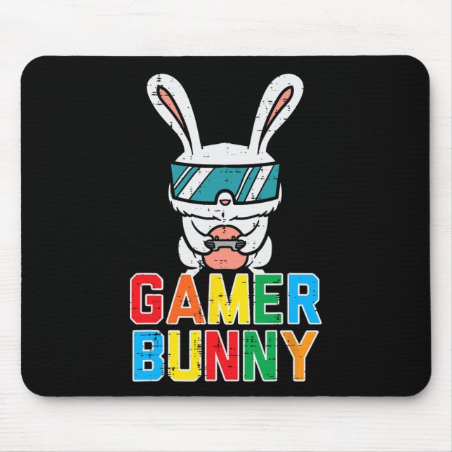 Gamer Bunny Cute Påsk Video-spel för spel Kid Musmatta (Framsidan)