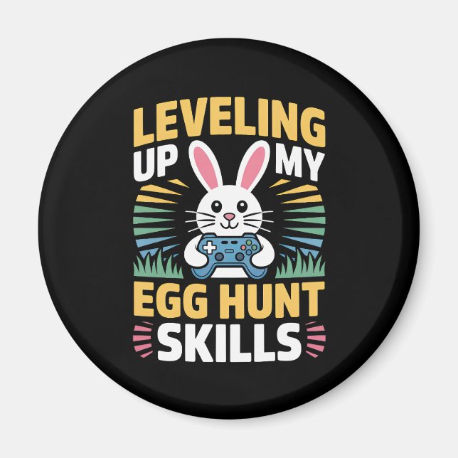 Gamer Bunny Easter Egg Hunt Level Up Magnet (Framsidan)