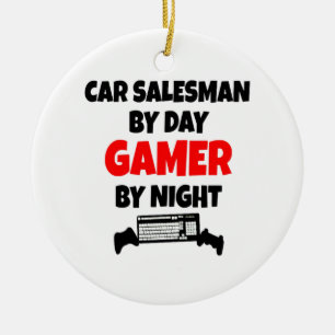 Gamer Car Salesman Julgransprydnad Keramik