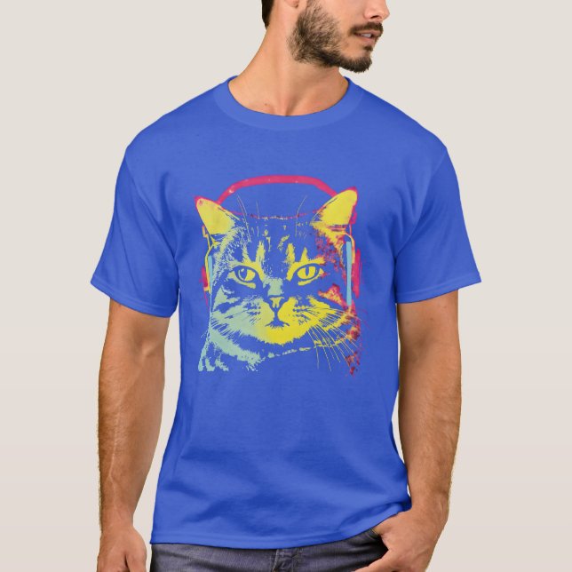 Gamer Cat Music Älskare lustig T Shirt (Framsida)