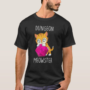 Gamer Cat Nerdy Cat D20 Dice Rpg Gamer Dungeon Meo T Shirt