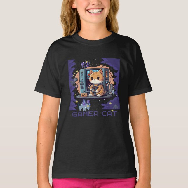 Gamer Cat T Shirt (Framsida)