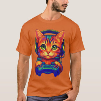 Gamer Cat Video Games Boyseen Men Girls Funny Cat  T Shirt