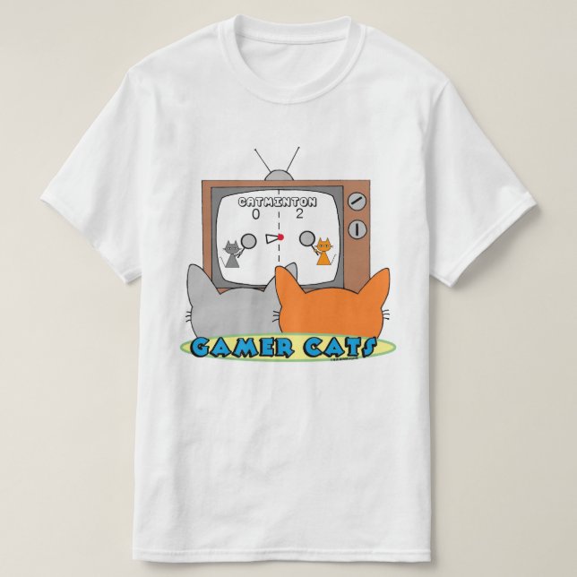 GAMER CATS Retro Nostalgic Video Game T Shirt (Design framsida)