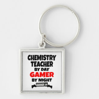 Gamer Chemistry Teacher Fyrkantig Silverfärgad Nyckelring