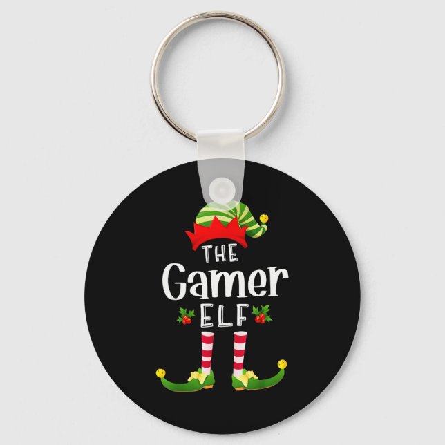Gamer Christmas Elf Matching Pajama X-mas Party  Nyckelring (Framsida)