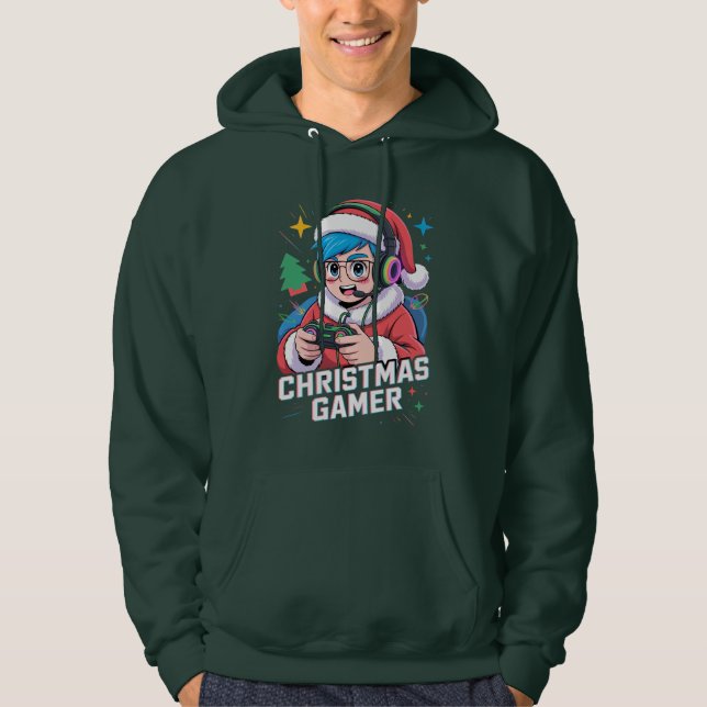 Gamer Christmas Gifts Cool Kids Holiday Gamer  Hoodie (Framsida)