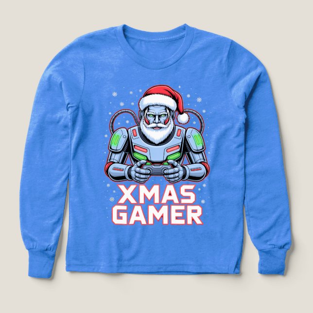 Gamer Christmas Gifts Cyber Santa Robot Xmas Gamer T Shirt (Design framsida)