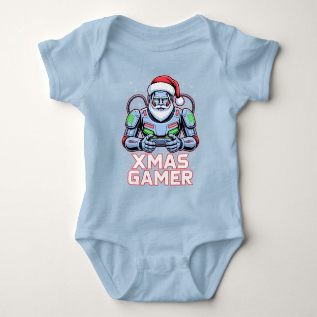 Gamer Christmas Gifts Cyber Santa Robot Xmas Gamer T Shirt (Framsida)