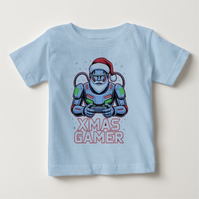 Gamer Christmas Gifts Cyber Santa Robot Xmas Gamer T Shirt (Framsida)
