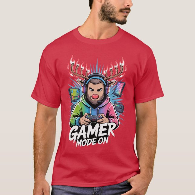 Gamer Christmas Gifts Gamer Mode On Holiday Gaming T Shirt (Framsida)