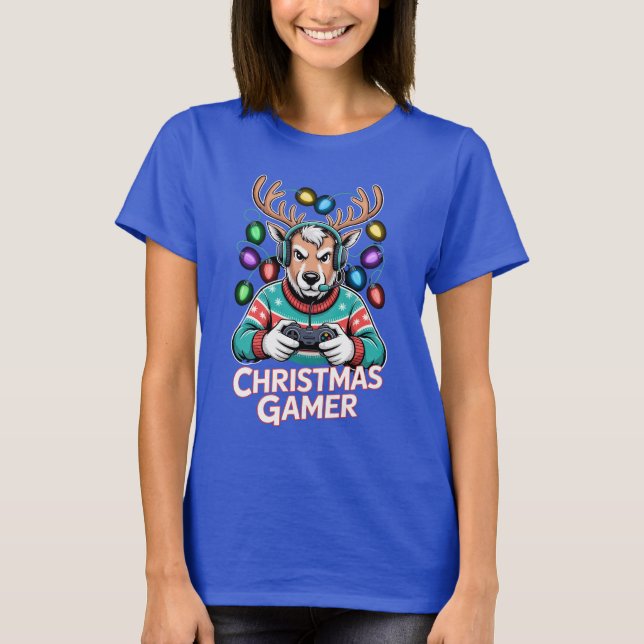 Gamer Christmas Gifts Reindeer Gaming T Shirt (Framsida)