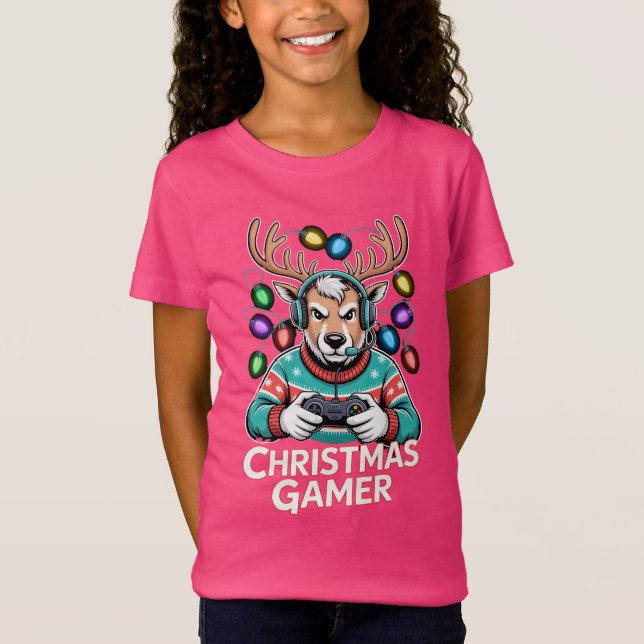 Gamer Christmas Gifts Reindeer Gaming T Shirt (Framsida)