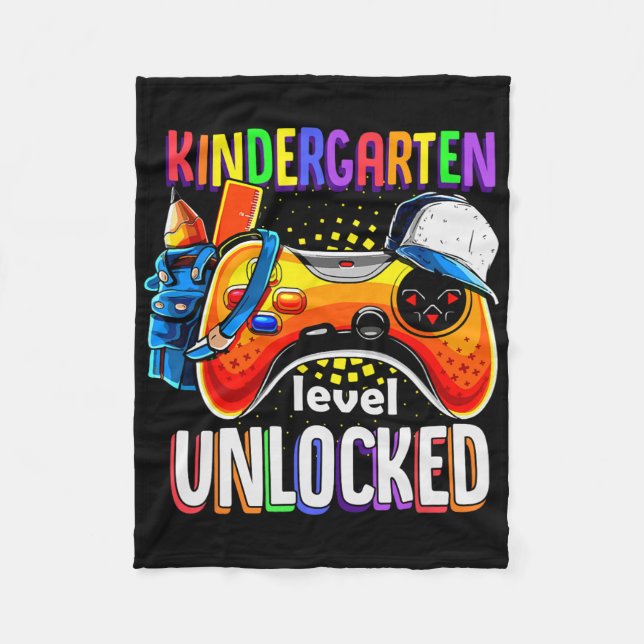 Gamer Ck Till Skolan Gamepad Förskoleklass Nivå Up Fleecefilt (Framsidan)
